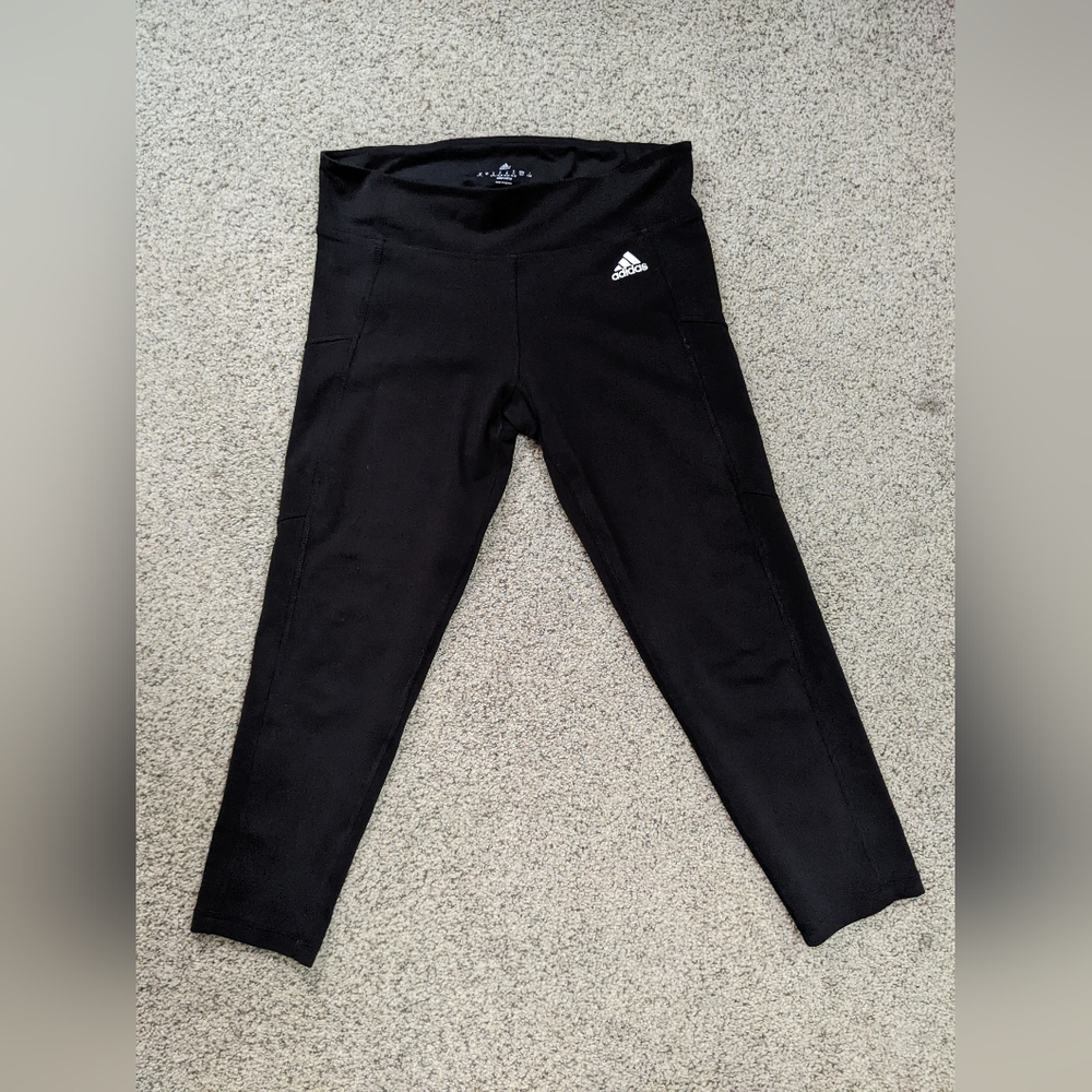 Black cropped adidas leggings  white logo